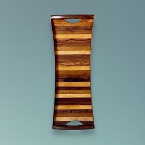 Don Shoemaker Service Bar Tray Senal Mexico 1960s
Midcentury Exotic Woods 21.75”